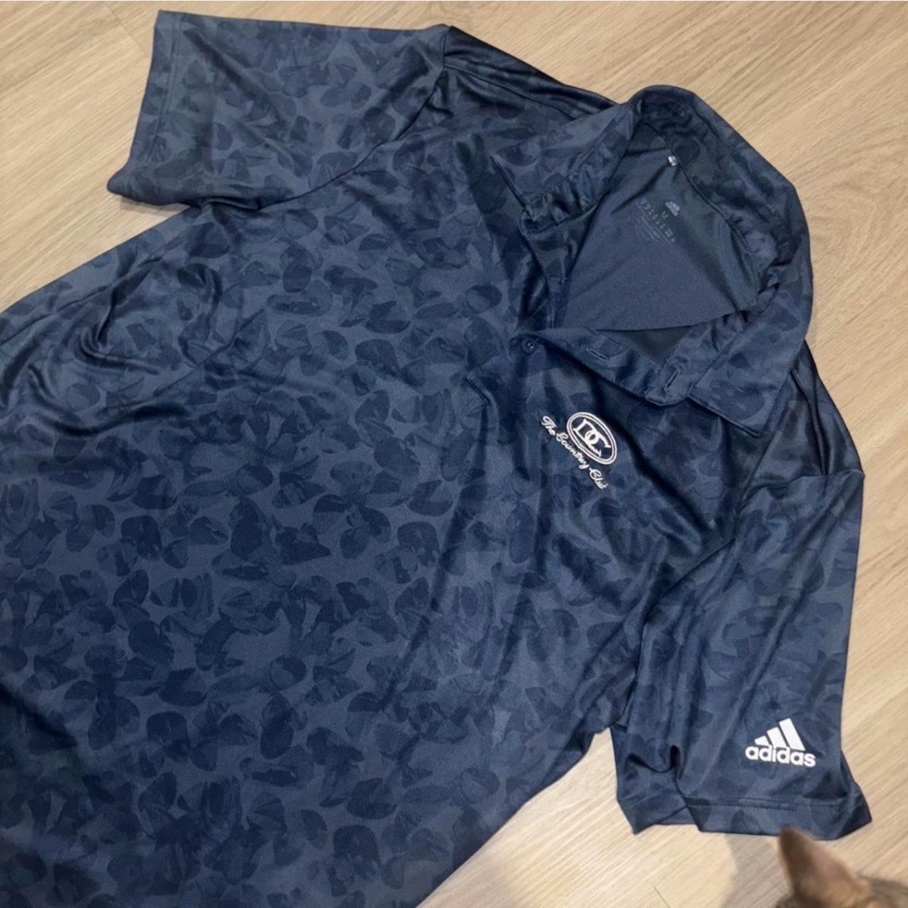 Adidas Men's Patterned Navy Polo Shirt